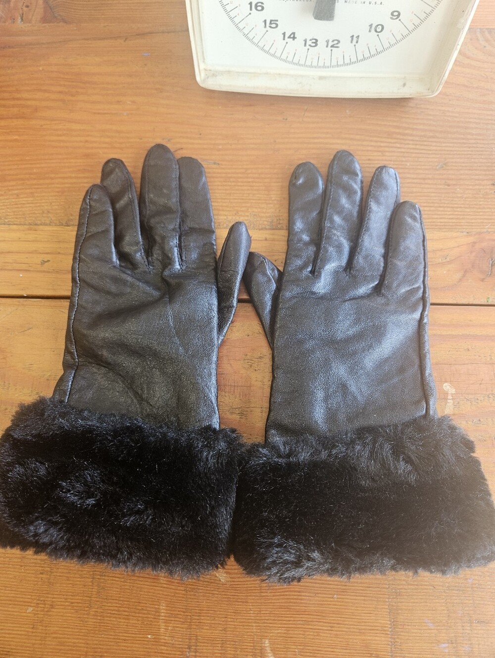 Vgt Wilson Leather Experts Fur Lined Leather Gloves Black Sz Large
